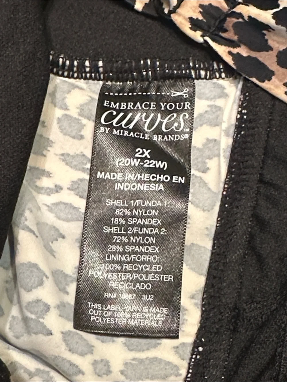 Embrace Your Curves by Miracle Brands 2X Leopard Print Bathing Suit